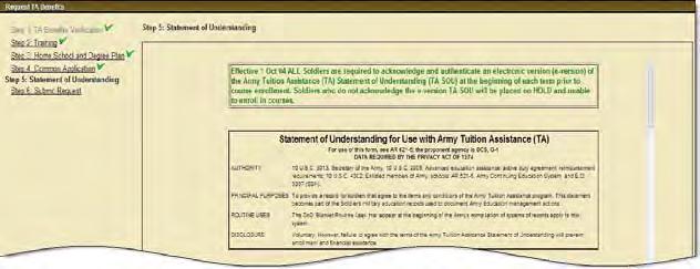 Step 5: Statement of Understanding You must submit an annual TA SOU.