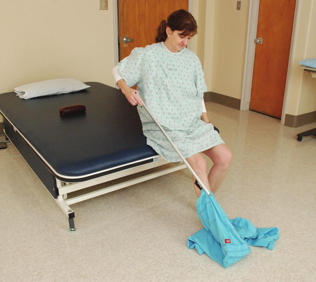Dressing Putting On Pants and Underwear Sit down. Place your involved or surgical leg into the garment first. You may use a reacher or dressing stick to guide your clothes over your foot.