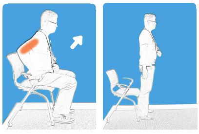 Sit to Stand Place stable chair preferably with arm rests against a solid wall and move buttocks to edge of chair.