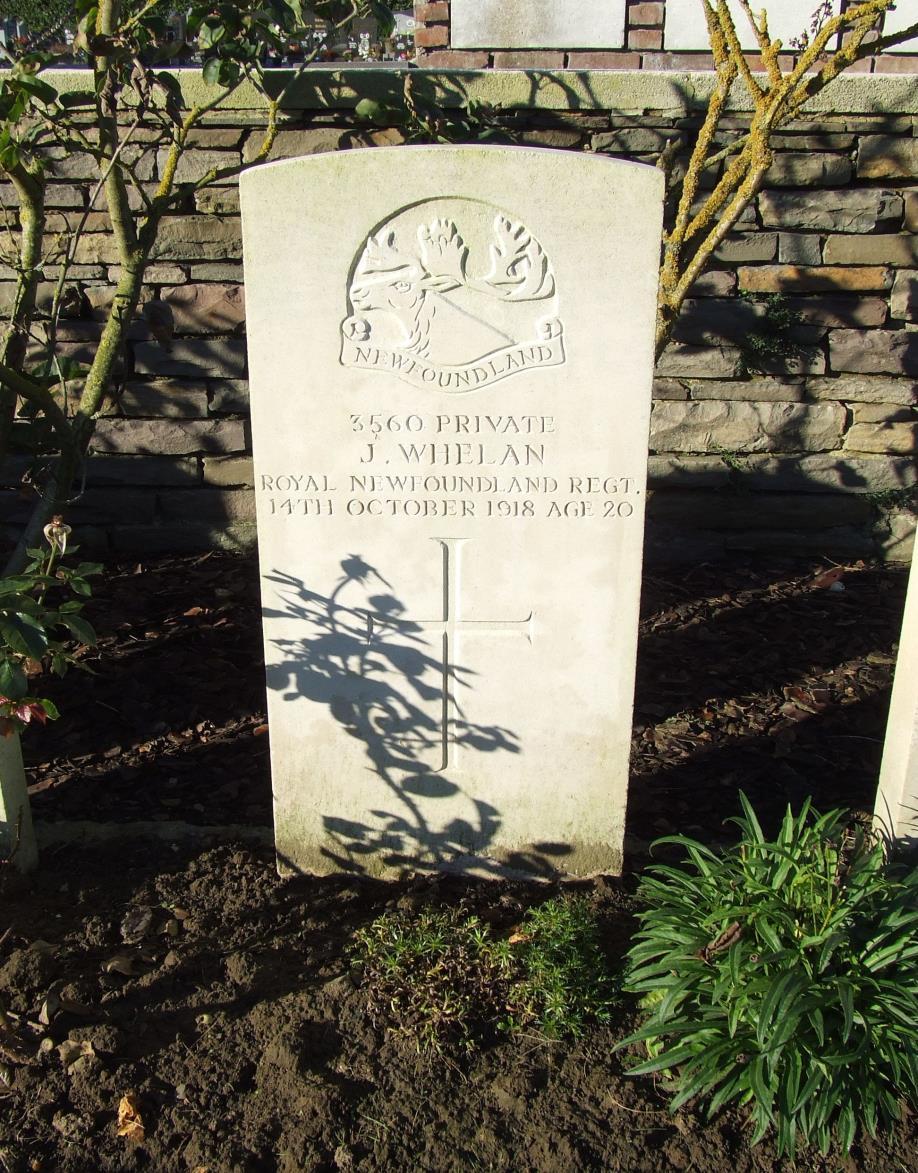 Private James Whelan (Regimental Number 3560) is interred in Dadizeele New British Cemetery Grave
