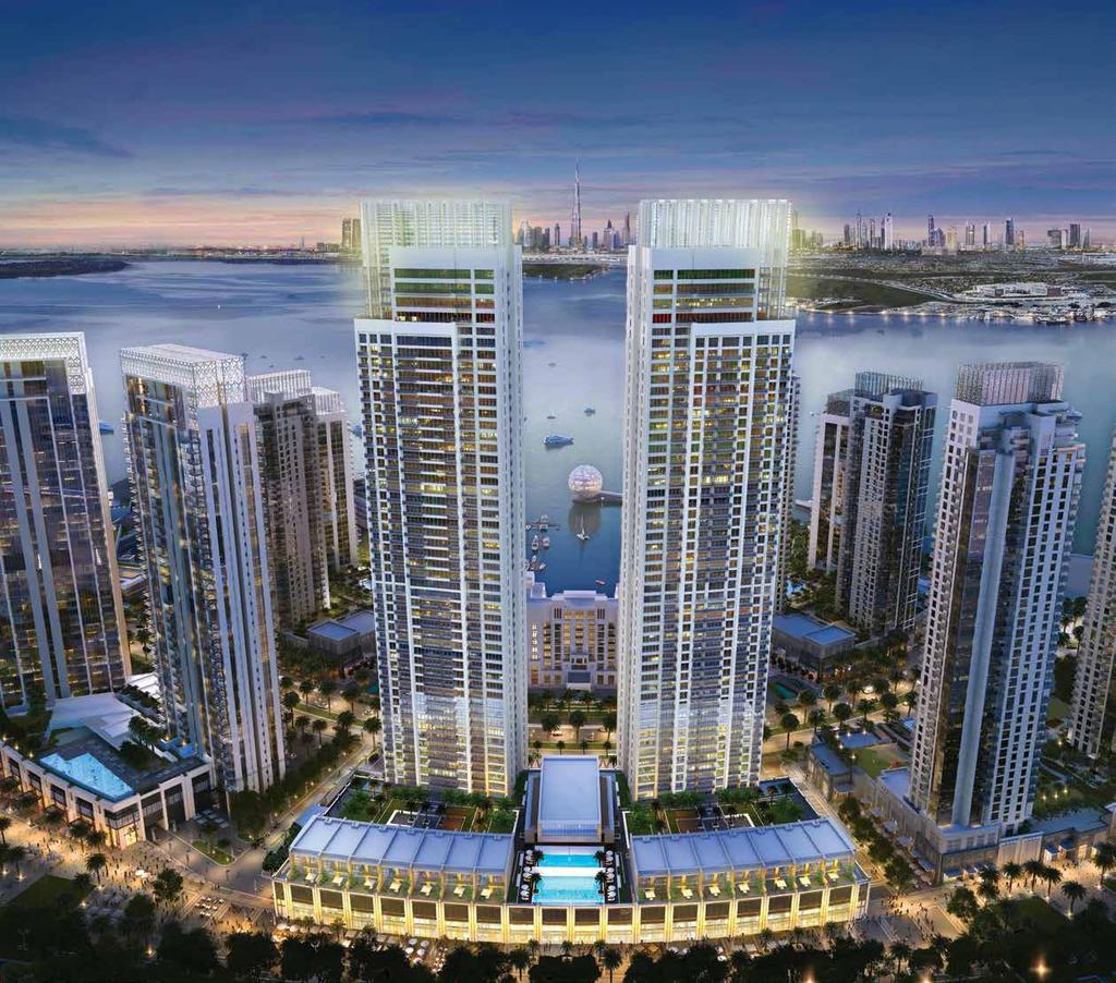 Location Harbour Views Residential Emaar ATK / Atkins / Turner Soaring high above the Creek, Harbour Views is part of the Creek Harbour development and consists of two high-rise, residential towers.
