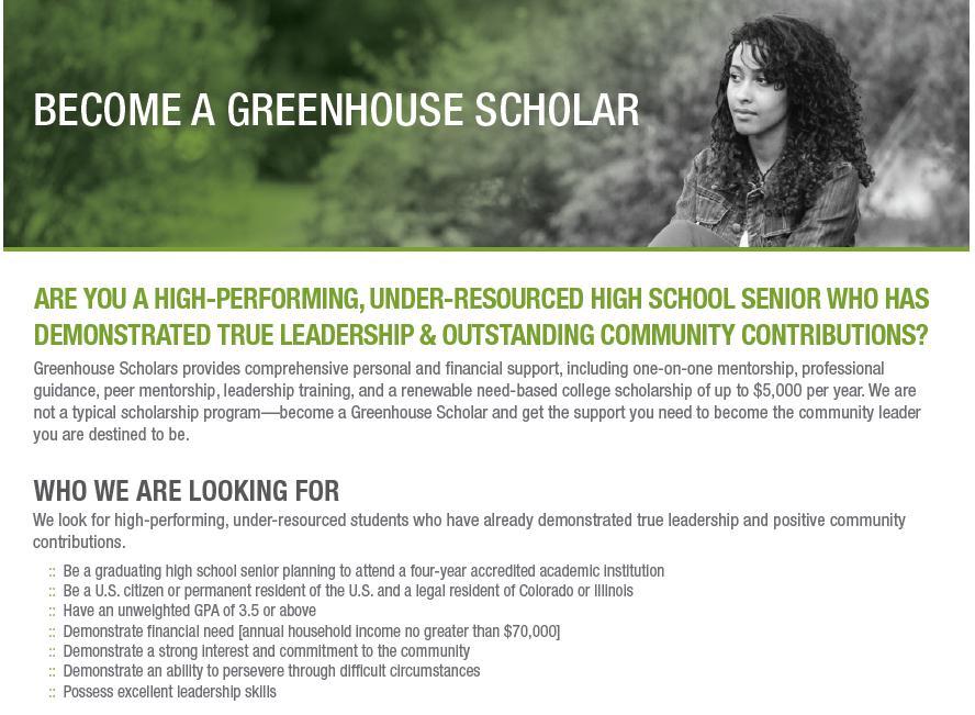 Greenhouse Scholars Award Amount: