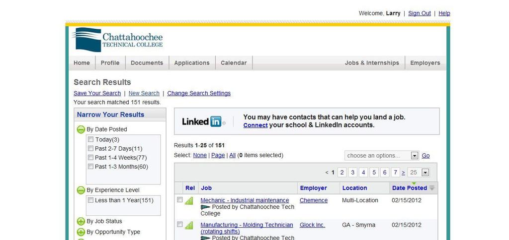 JOB LISTINGS Link to employers Narrow job search results using these options Select none, page, or all for check boxes