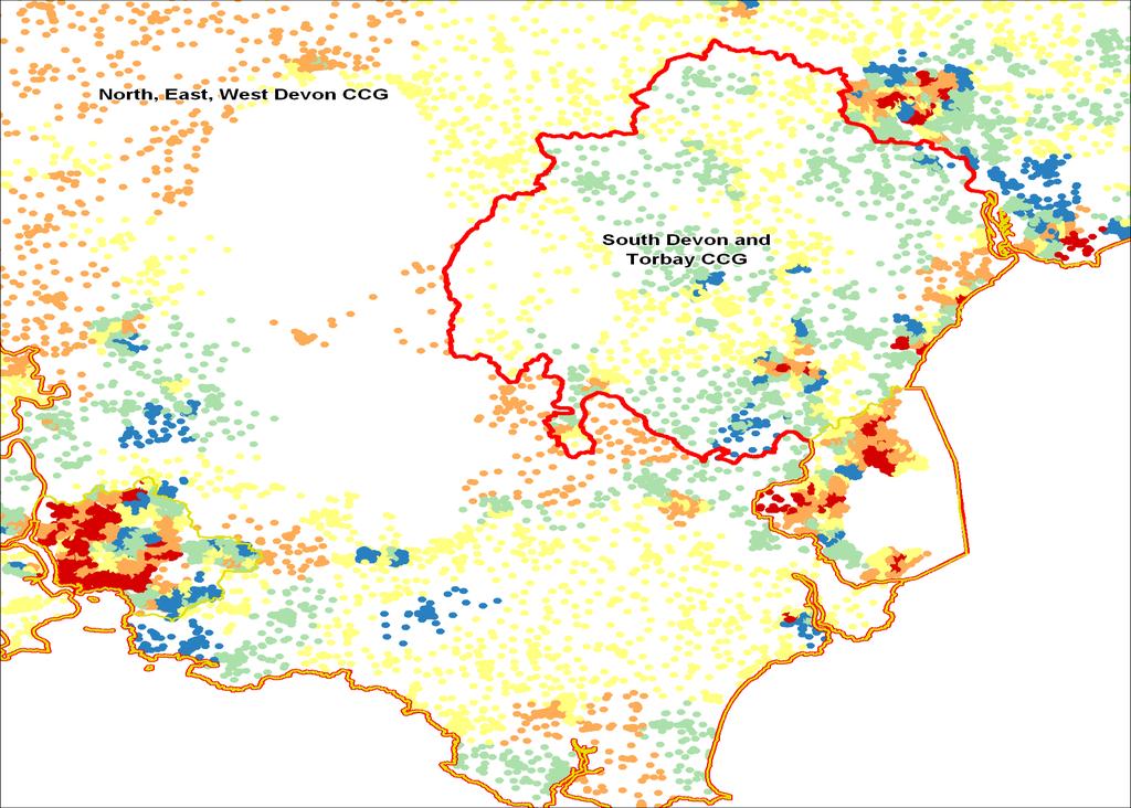 Deprivation map The map below shows the levels of deprivation in and around this CCG, based on the Index of Multiple Deprivation 2010 (IMD2010). The IMD2010 is calculated at LSOA level.
