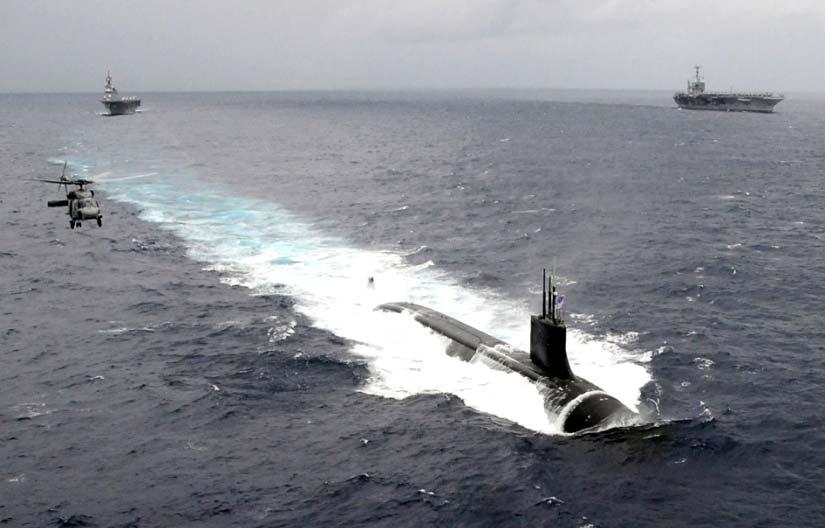 STRENGTHENING RELATIONSHIPS The Seawolf-class attack submarine USS Connecticut (SSN 22) is under way in the Pacific Ocean on Nov.