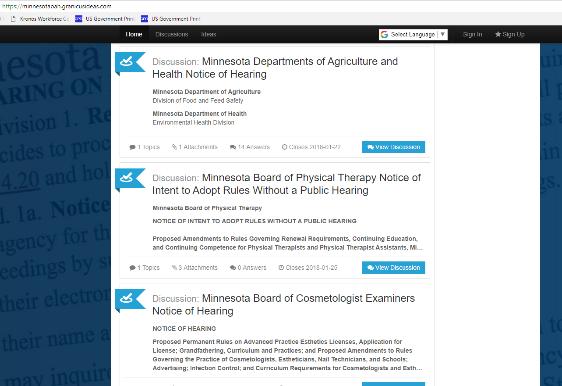FIND MINNESOTA DEPARTMENTS OF AGRICULTURE AND HEALTH NOTICE OF HEARING DISCUSSION AND