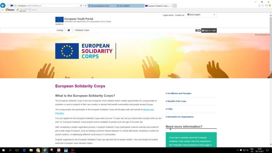 ESC Web Portal- Volunteer Volunteers apply by registering online at https://europa.