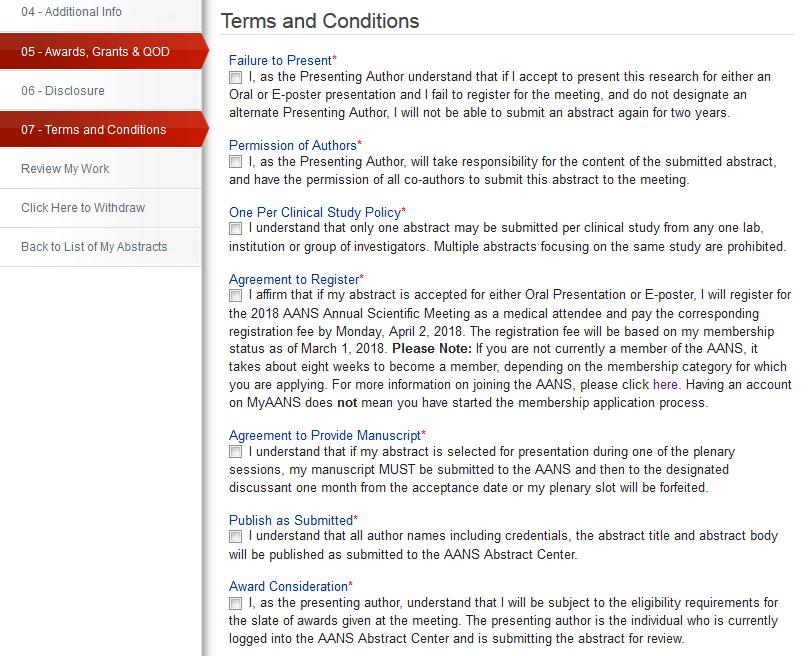 25. Terms and Conditions Please read the entire page, and check off each box.