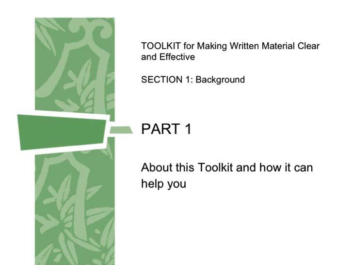 TOOLKIT for Making Written Material Clear and Effective Centers for Medicare and
