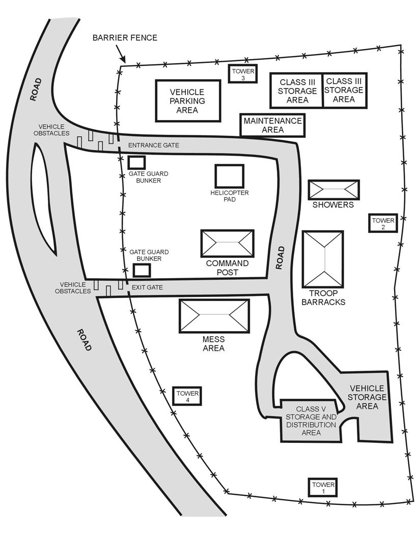 Figure 8-1. Example company lodgment area using existing facilities. a. Long Term Occupation.