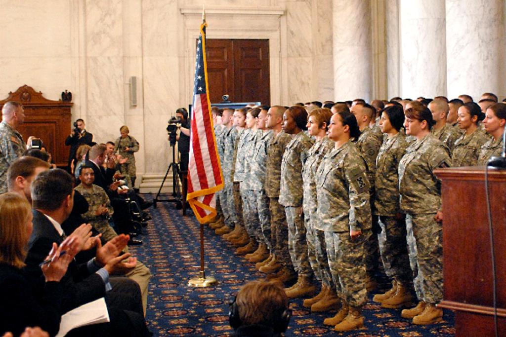 7 of 16 4/28/2010 2:49 PM U.S. Army Reserve soldiers stand in formation in the Kennedy Caucus Room of the Russell Senate Building, Washington, D.C., during the ifth annual U.S. Army Reserve National Capitol Re-enlistment Ceremony, April 23, 2010.