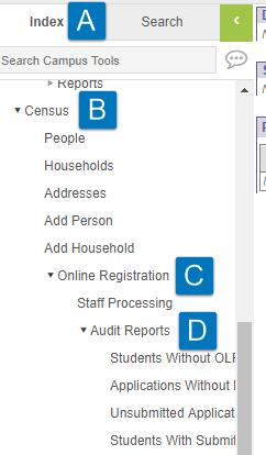 Click on Index B. Click on Census C. Click on Online Registration D.