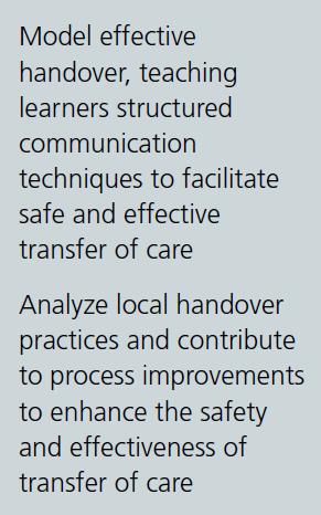 2 Demonstrate safe handover of care, using both verbal and written communication, during a patient transition to a different health care professional,