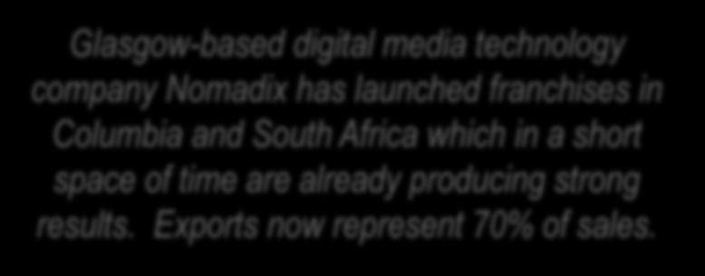 Nomadix has launched franchises in Columbia and South Africa which in a short