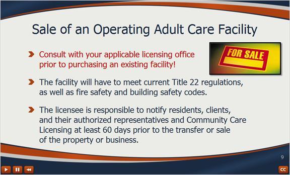 2.9 Sale of an Operating Adult