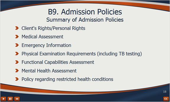 of Admission Policies 6.