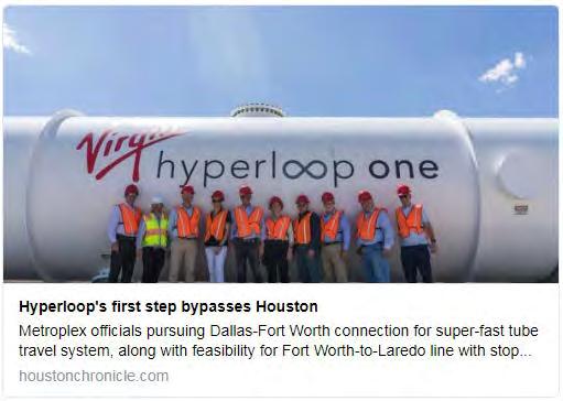 2. Texas debut of @HyperloopOne likely bypasses Houston as @NCTCOGtrans