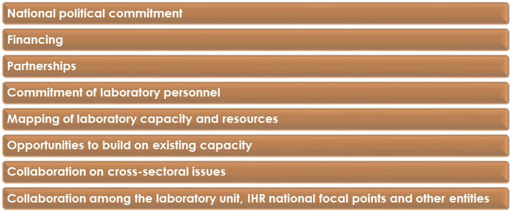 4. Fulfilling IHR laboratory core capacity This section outlines the key elements in building and maintaining laboratory capacity to fulfil the IHR requirements, categorized under three main topics: