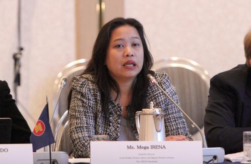 Mega Irena, Assistant Director/Head, Social Welfare, Women, Labour and Migrant Workers Division, ASEAN Secretariat, gave a presentation entitled Addressing vulnerabilities of ASEAN peoples who are