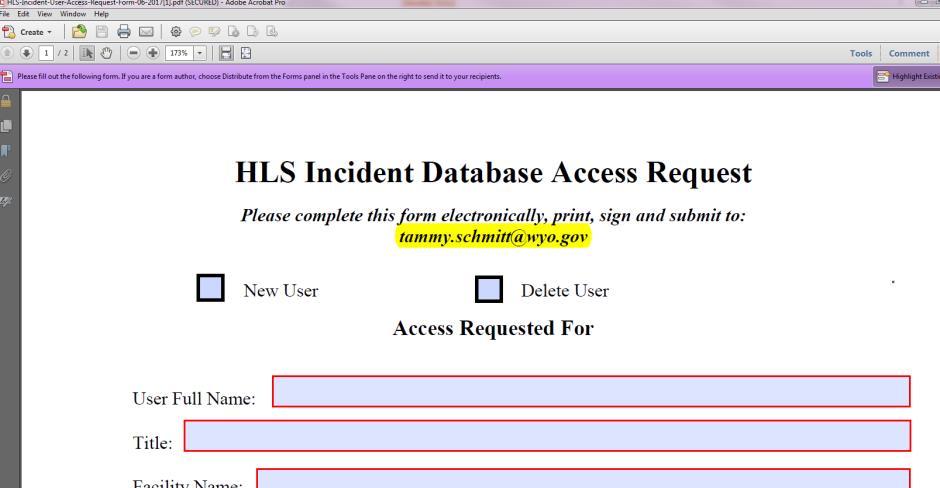 Incident Database User Access Add and Delete Users https://health.wyo.