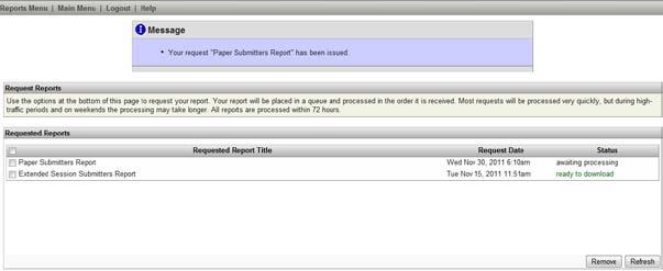 Click on Paper Submitters Report 4. Select the Unit Type by clicking on the box and then click on request report. 5.