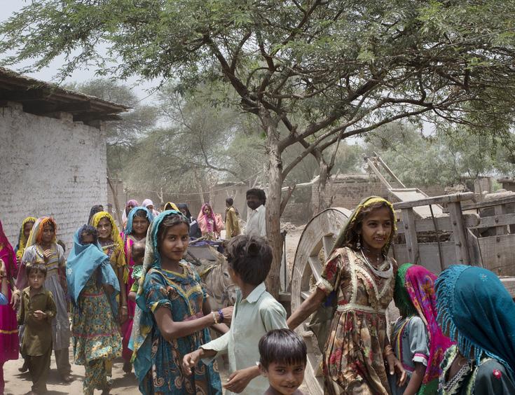 Health workers conduct a health awareness event with the Hindu Kolih tribe in Hyderabad, Sindh Province.