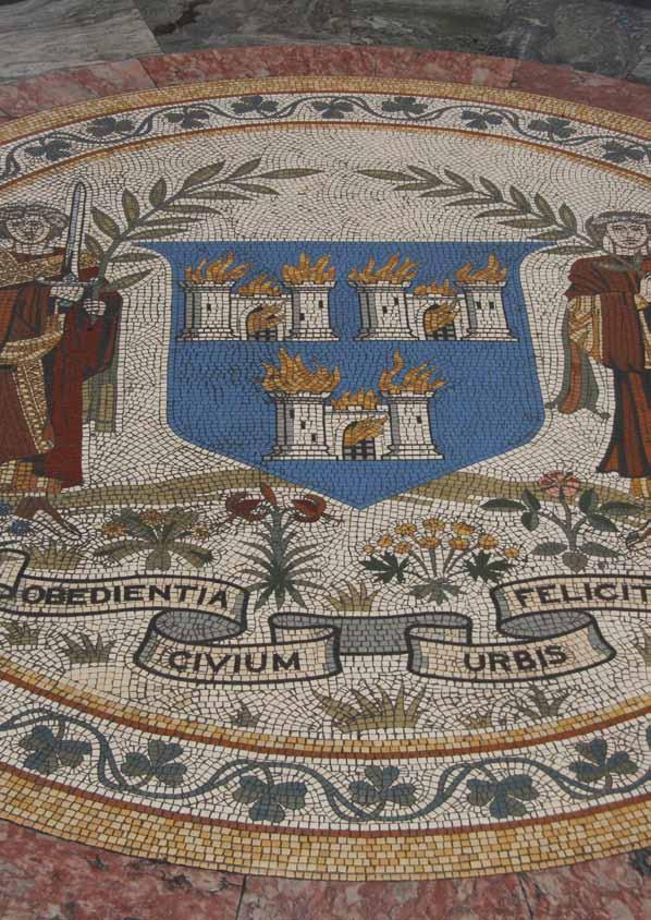 Coat of Arms detail on mosaic floor in Rotunda of