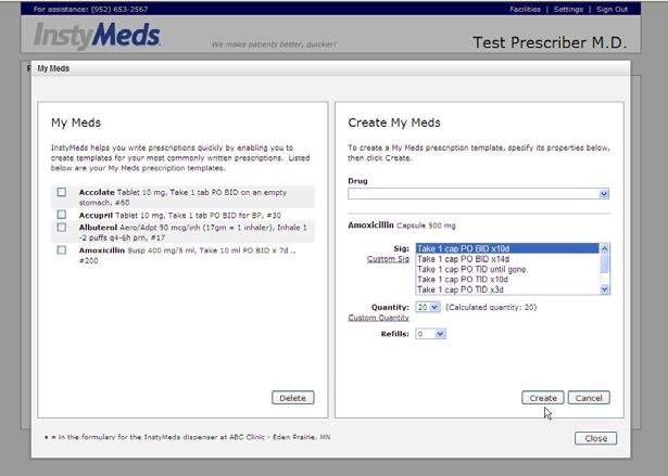 To create a My Med You will create a My Med the same way you issued a prescription using steps 2-6 of the Create Rx option on pages 5-8.