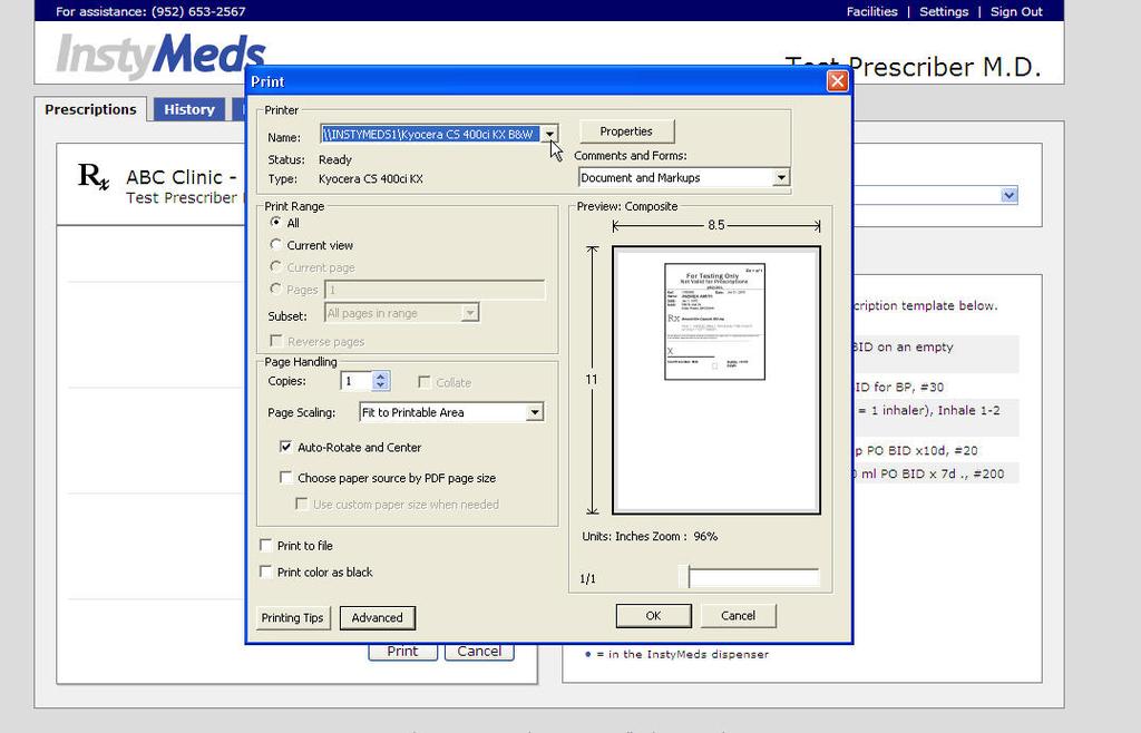 Step 6: Select print location The Print dialog box will pop up (appearance varies depending on printer).