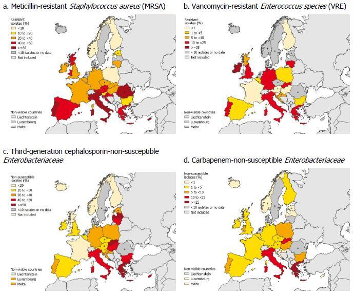 Resistance patterns in HAI pathogens in Europe 41.2% 10.