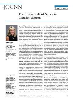Hospital of Philadelphia Discuss the critical role of nurses in lactation support and how nurses can change human