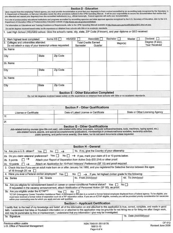 Optional Application for Federal Employment - Page