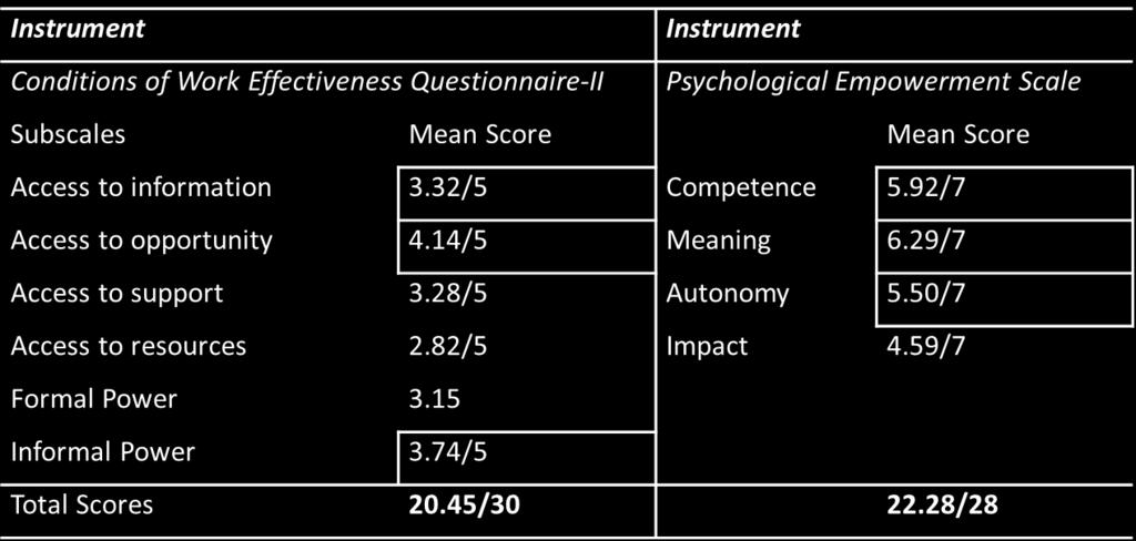 Structural and Psychological Empowerment Mean Scores *P < 0.05, **P < 0.01, ***P <0.