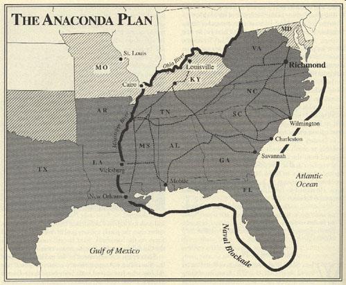 II. Strategies p. 003 A. Union 1. Had to invade and conquer the South to win 2. Three Part Plan (Anaconda Plan): a.