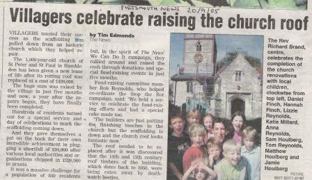 chucking the chorister ), a barbeque, and an unveiling of the fundraising scoreboard (example of press coverage overleaf).