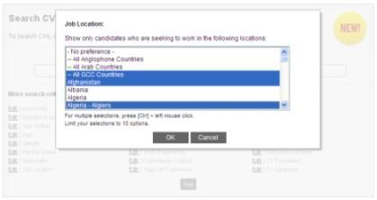 Nationality & Job Location Searches for Nationals of particular countries and/or candidates with a specified targe