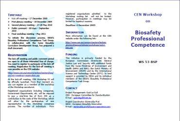 compliance Biosafety training for disease-specific programmes 5 days Provide hands-on BSL3 training