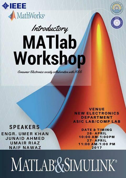 Workshop on Introduction to MATLAB: Date: April 26, 2017 IEEE CES UET Taxila organized a workshop on MATLAB.