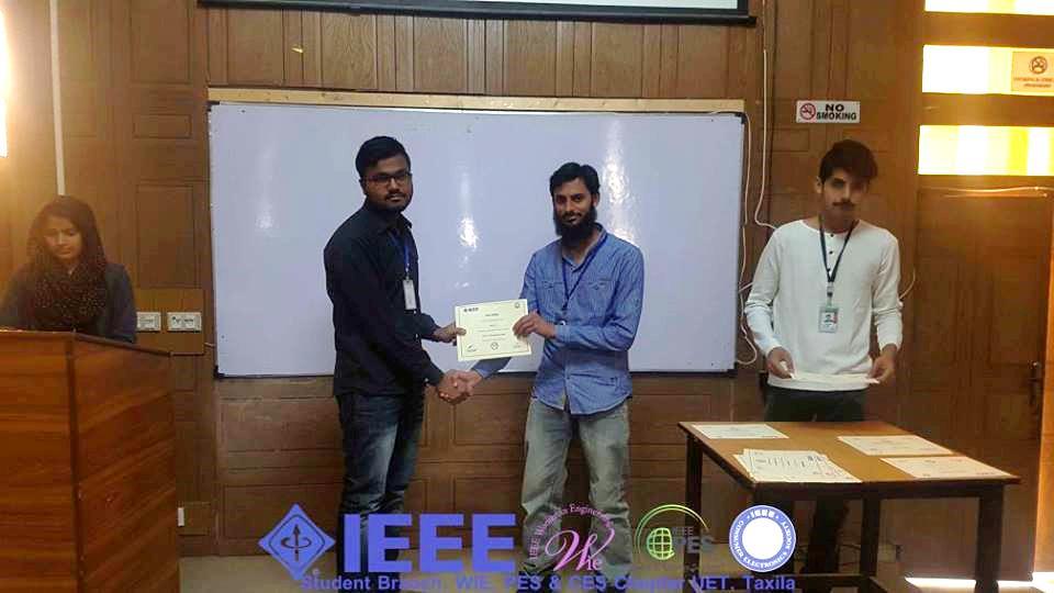 IEEE Volunteers Awards Ceremony: Date: March 9, 2017 IEEE UET Taxila continued the legacy to appreciate the volunteer and their services to the student branch.