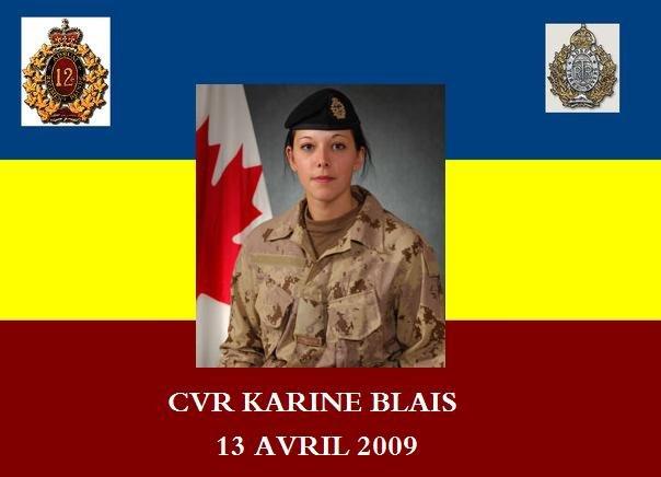 Trooper Karine Blais was posthumously promoted to the rank of Corporal Thank you to all of you who have sent me letters of appreciation and suggestions, as well as your telephone calls, which came