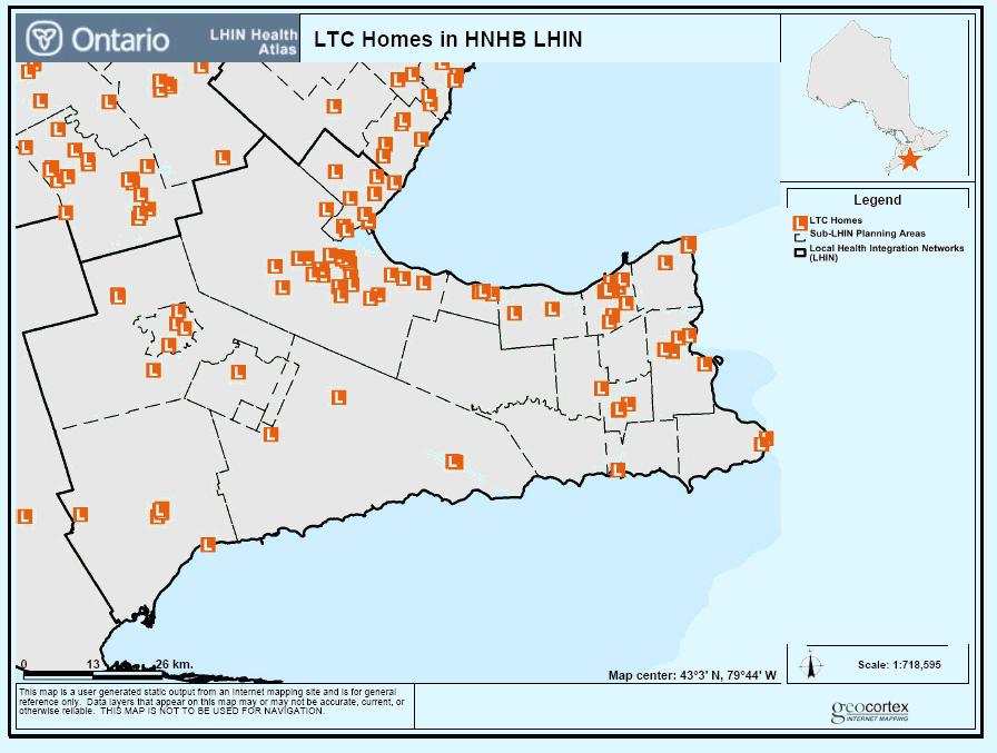 Long-Term Care Homes: In 2005 there were 90 long-term care facilities located in the Hamilton Niagara Haldimand Brant LHIN area, with just over 10,000 available beds.