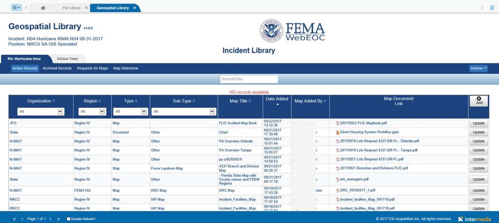 The FEMA WebEOC Geospatial Library contains numerous Hurricane