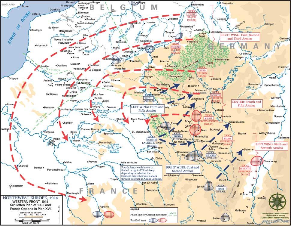 The Western Front: Act 1: War of Movement The Schlieffen Plan (l905). To avoid a two front war, Germany planned to move first against the French and then turn east and fight Russia.
