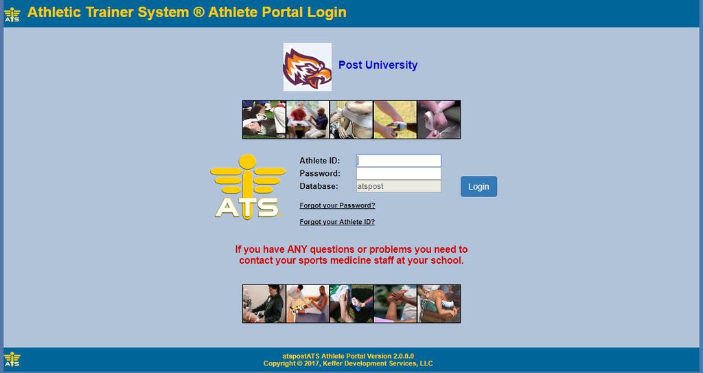 Logging on to Post s Athletic Trainer System s (ATS) Web Portal I.