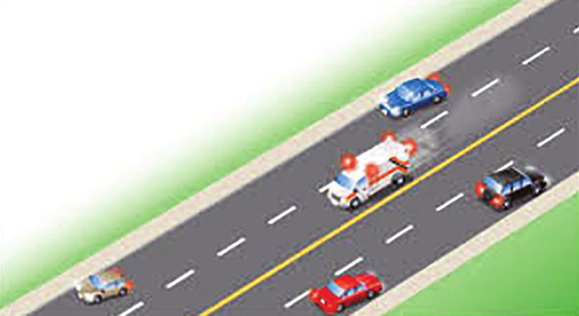 Lights and sirens; stay alert You are driving home from work one afternoon, when you hear the sirens of an ambulance and see red and white lights flashing in your rear-view mirror.