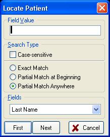 4.3 Searching for Patient Information (continued) When a Locate button is
