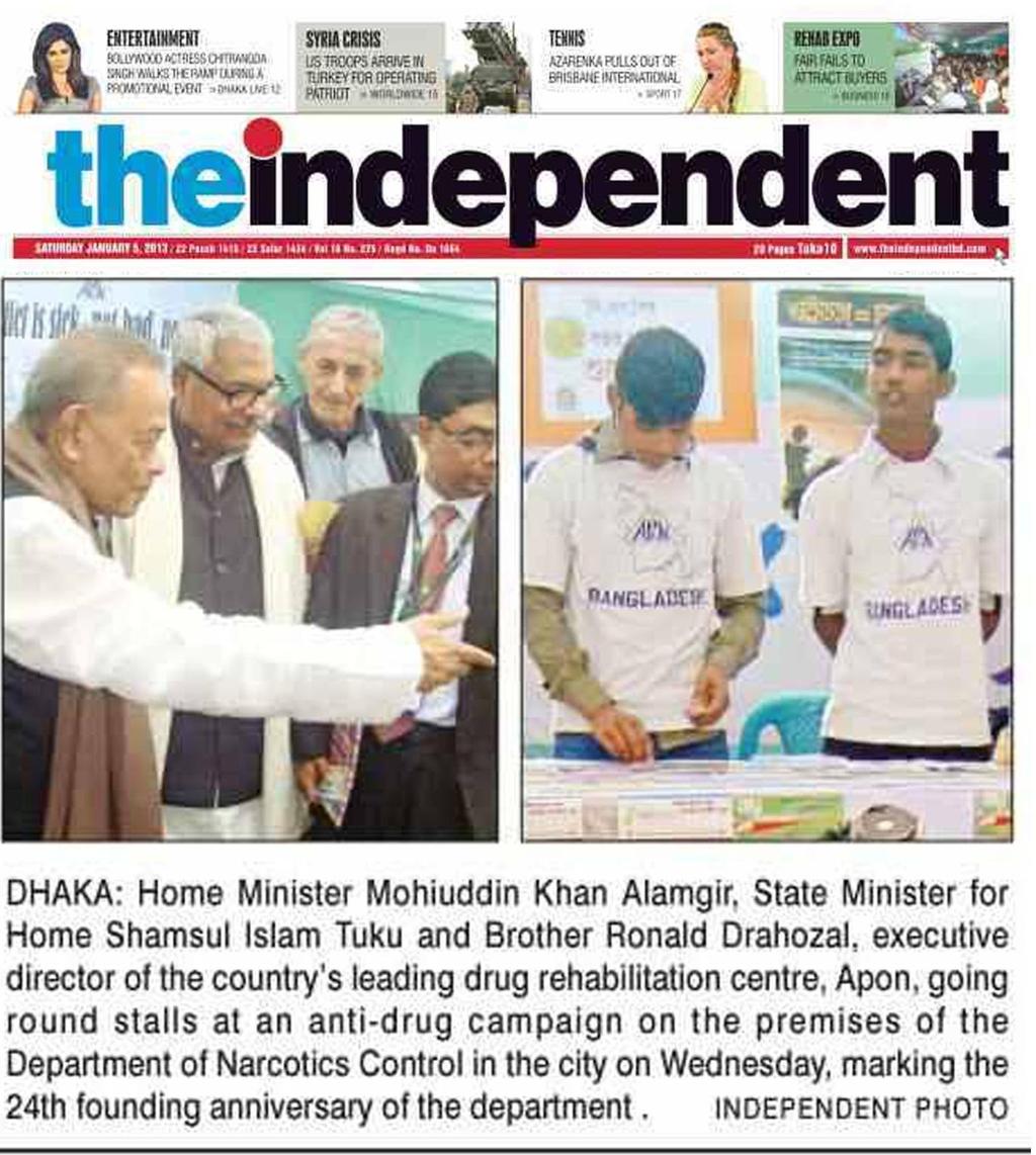 Independent English newspaper, at a function at the Department of Narcotics Control centre.