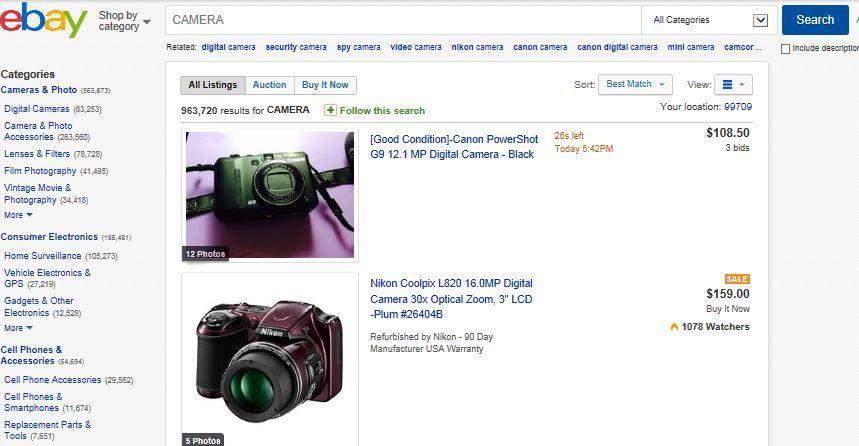 ebay Search - Filters Categories
