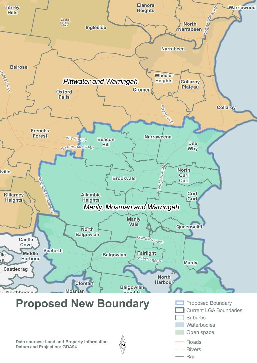 Figure 2: Close up of proposed new boundary between