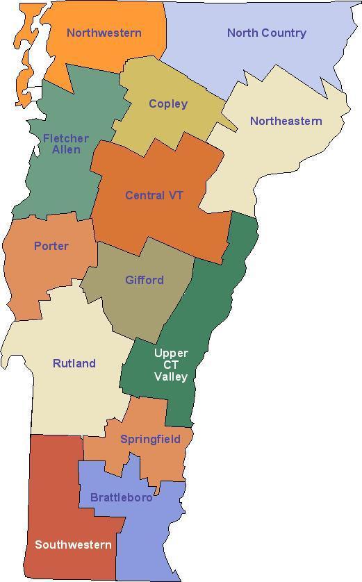 Vermont PCP Context Relatively good distribution of Primary Care Providers (PCPs) statewide 800 PCPs in 300 practices in 13 Hospital Service Areas 77% of practices have 1-5 PCPs
